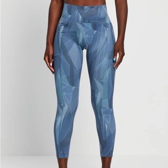 Sweaty Betty Super Sculpt High-Waisted Zig Zag Crop Yoga Leggings Blue Small - Picture 2 of 10